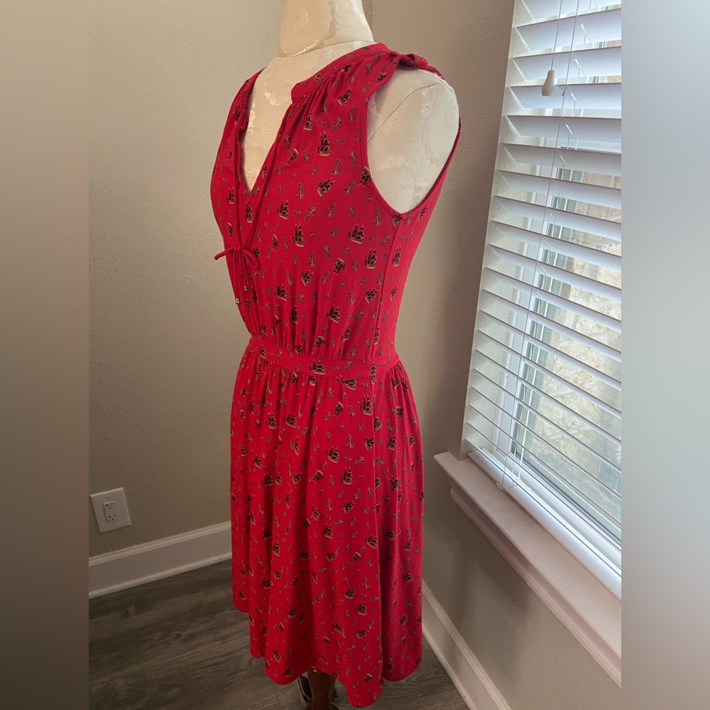 Leifnotes Red Casual Dress w Anchors & ships size XS - Picture 6 of 11